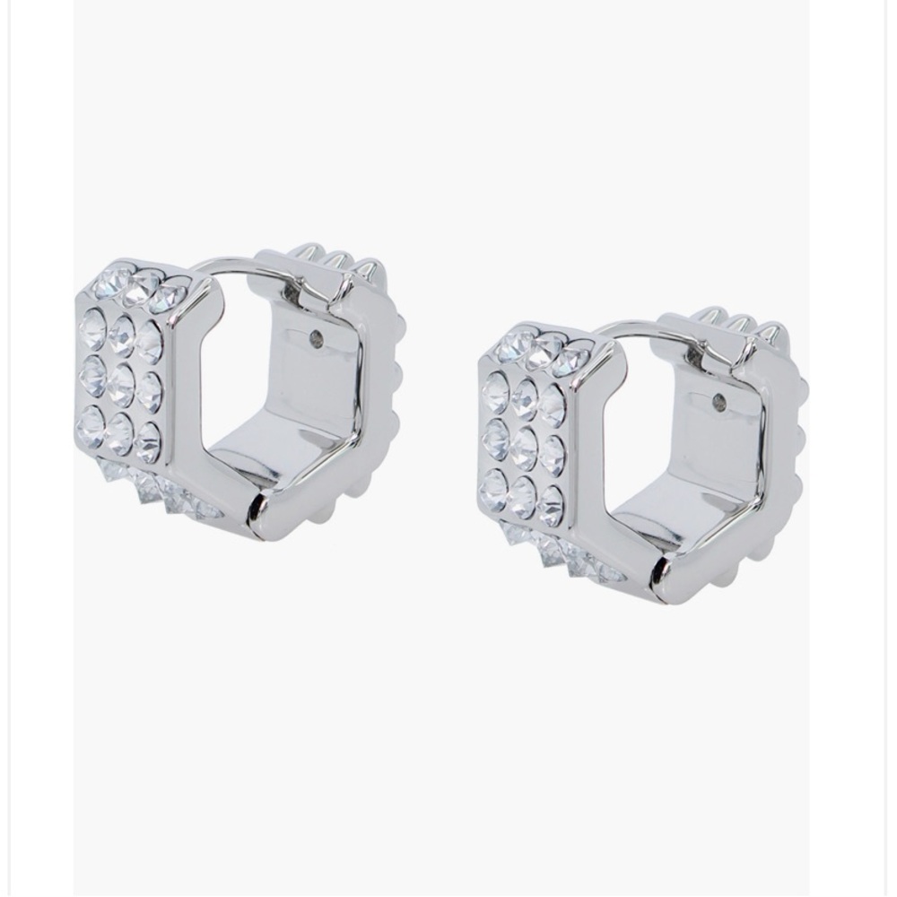 🆕 ALLSAINTS Pavé Crystal Geometric Link Chubby Hoop Earrings